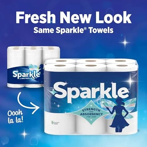 Sparkle Tear-A-Square Paper Towels, 12 Double Rolls (1320 Sheets Total) | Strong 2-Ply Kitchen Towels for Cleanup thumbnail 4
