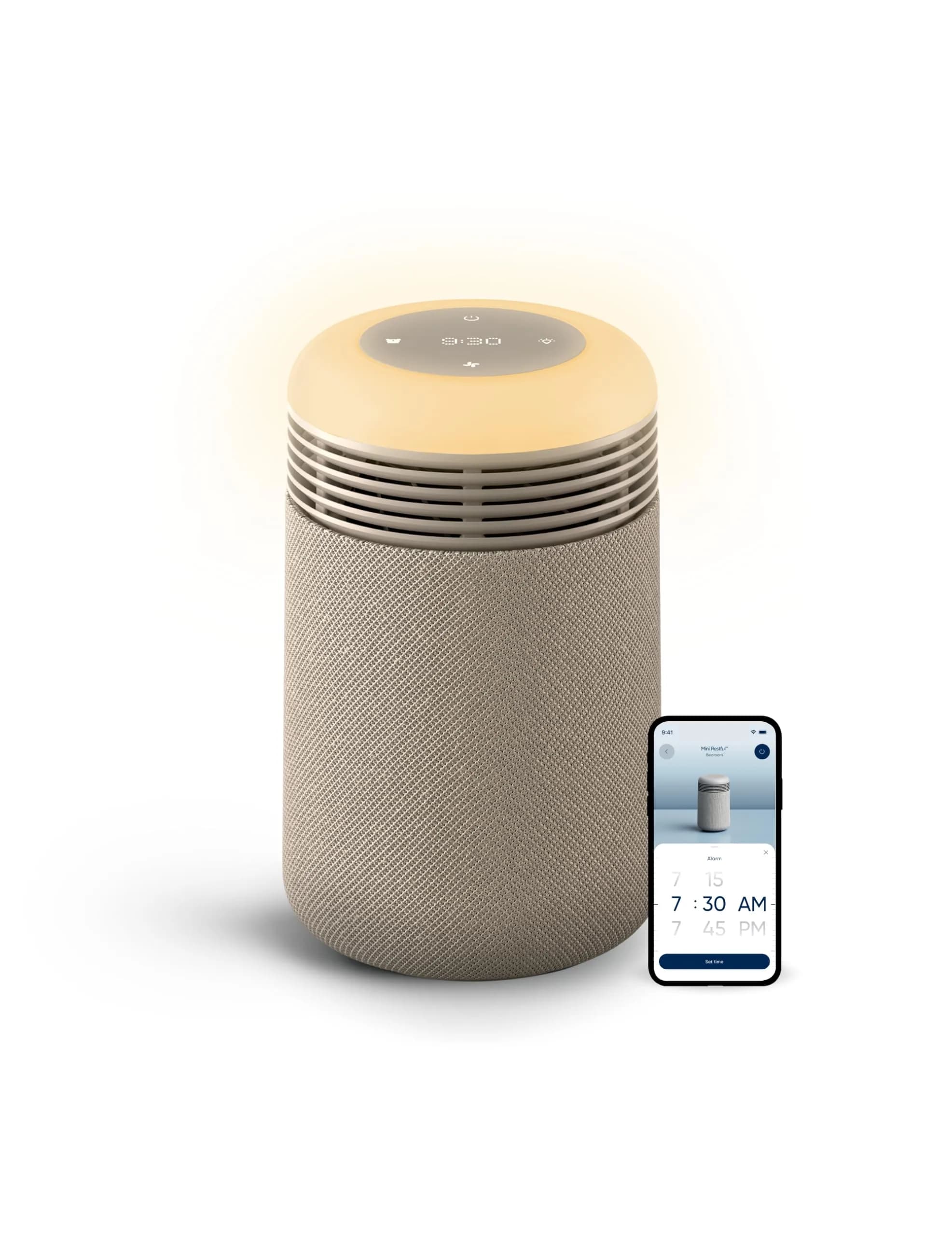 BLUEAIR Mini Restful Beige | 140 sq ft HEPA Air Purifier with Sunrise Alarm & Nightlight