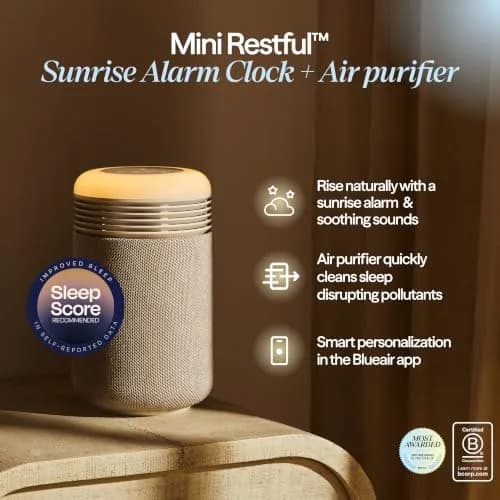 BLUEAIR Mini Restful Beige | 140 sq ft HEPA Air Purifier with Sunrise Alarm & Nightlight thumbnail 2