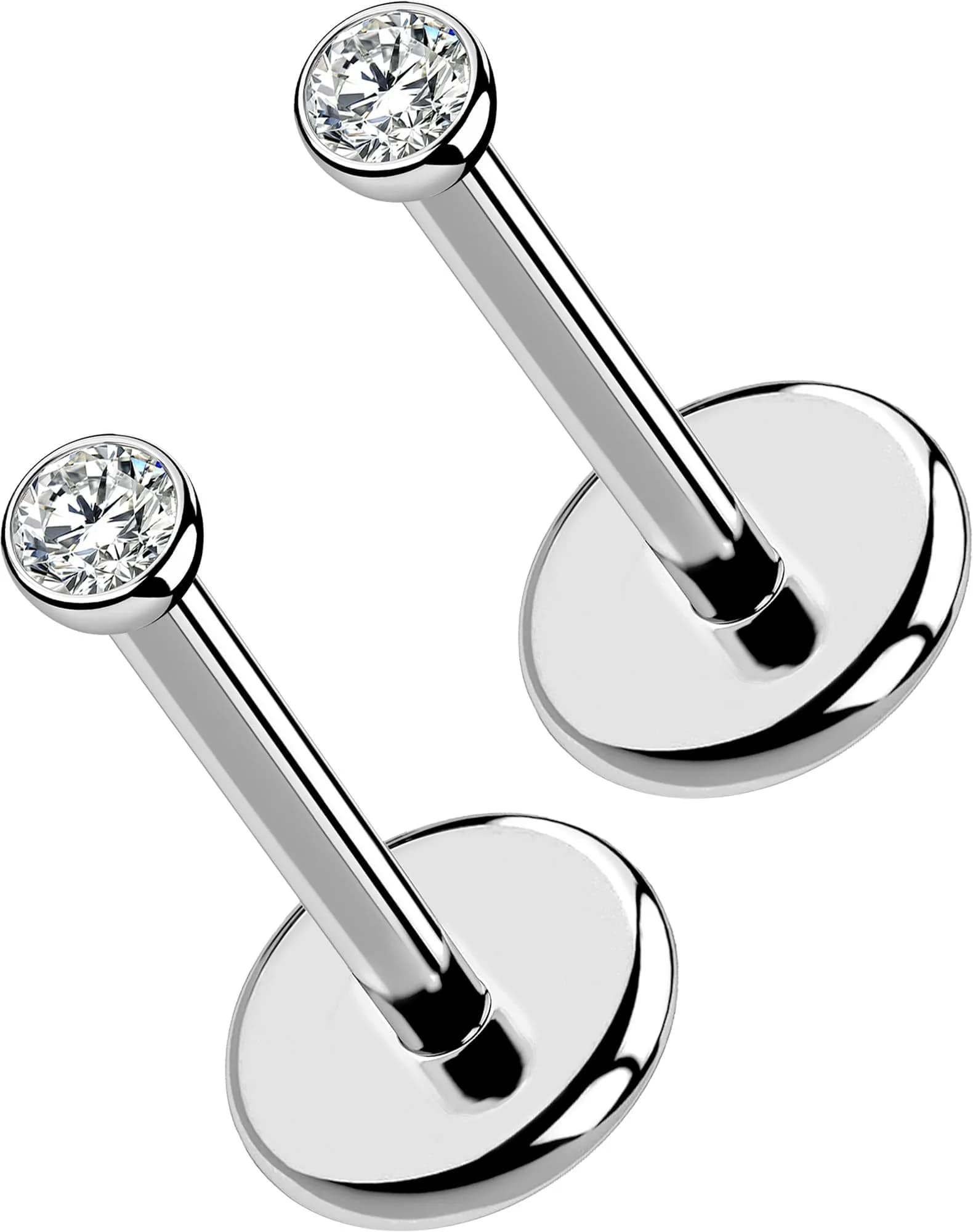 OUFER 20G Silver Titanium Labret Stud 5mm Post | G23 Implant Grade for Sensitive Skin — Silver