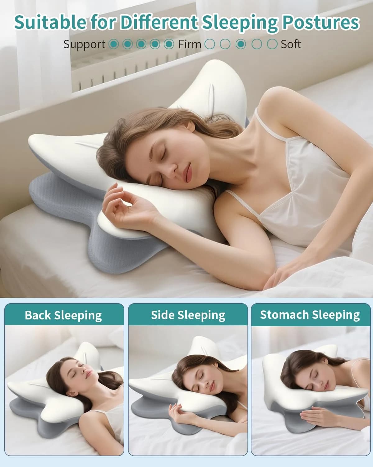 Tujami Cervical Neck Pillow for Pain Relief, Ergonomic Contour Memory Foam Bed Rest Pillow 26.4 x 17 inches | CertiPUR-US Certified - view 6