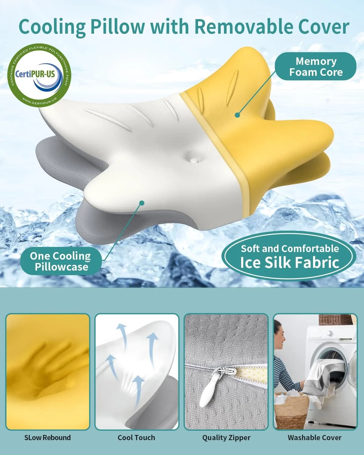Tujami Cervical Neck Pillow for Pain Relief, Ergonomic Contour Memory Foam Bed Rest Pillow 26.4 x 17 inches | CertiPUR-US Certified - view 3