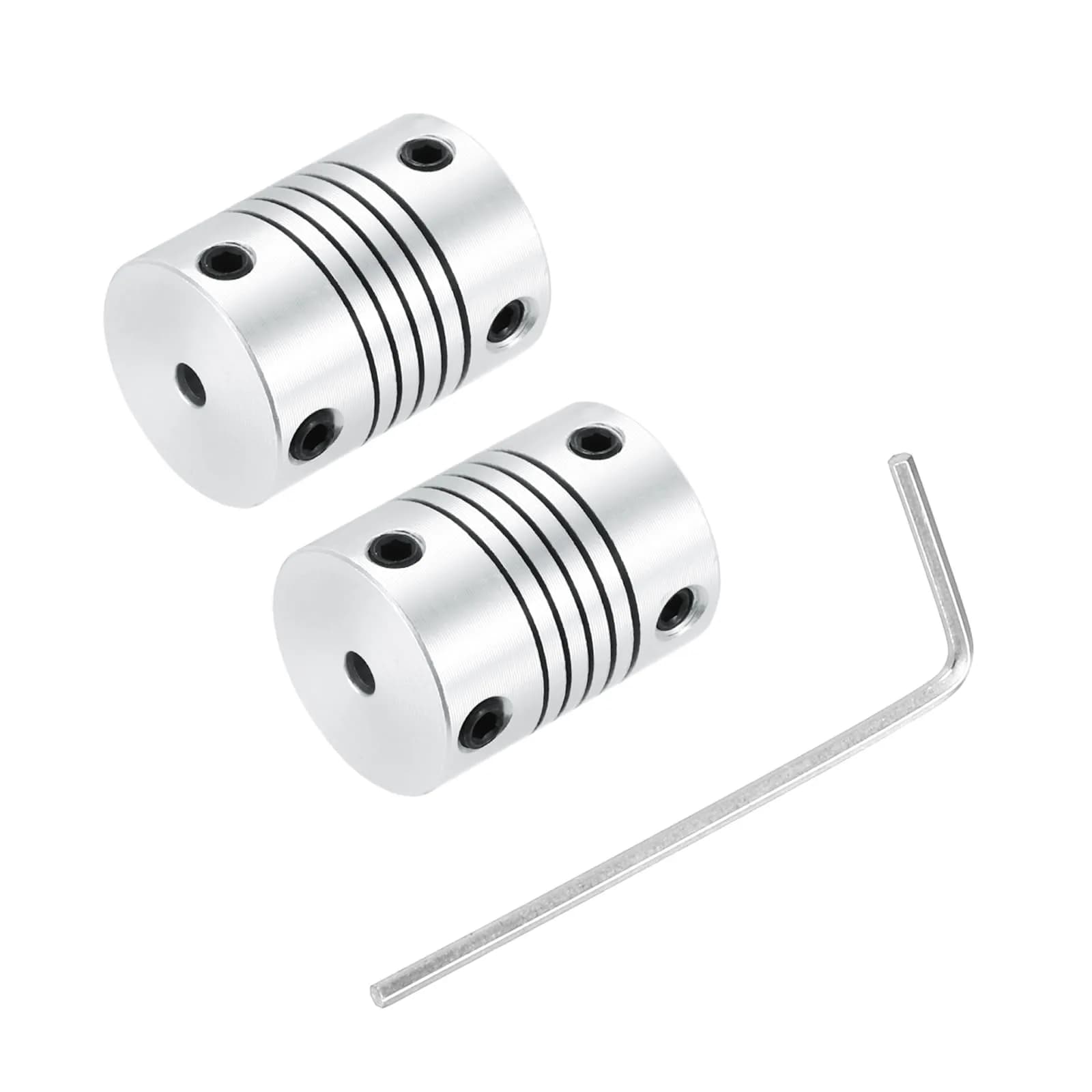 uxcell 2Pcs 10mm to 10mm Aluminum Alloy Shaft Coupling L25xD19 Flexible Coupler Beam with Hex Wrench | Precision Alignment for 3D Printers & CNC — 3mm to 3mm