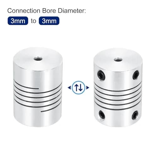 uxcell 3mm to 3mm Aluminum Alloy Shaft Coupling L25xD19mm Flexible Beam Coupler (2-Pack) thumbnail 4