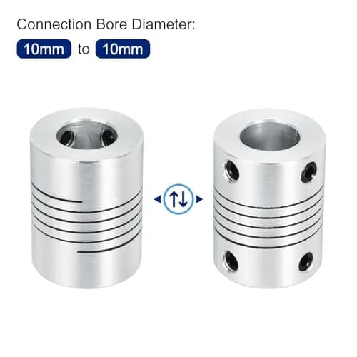 uxcell 2Pcs 10mm to 10mm Aluminum Alloy Shaft Coupling L25xD19 Flexible Coupler Beam with Hex Wrench | Precision Alignment for 3D Printers & CNC thumbnail 4