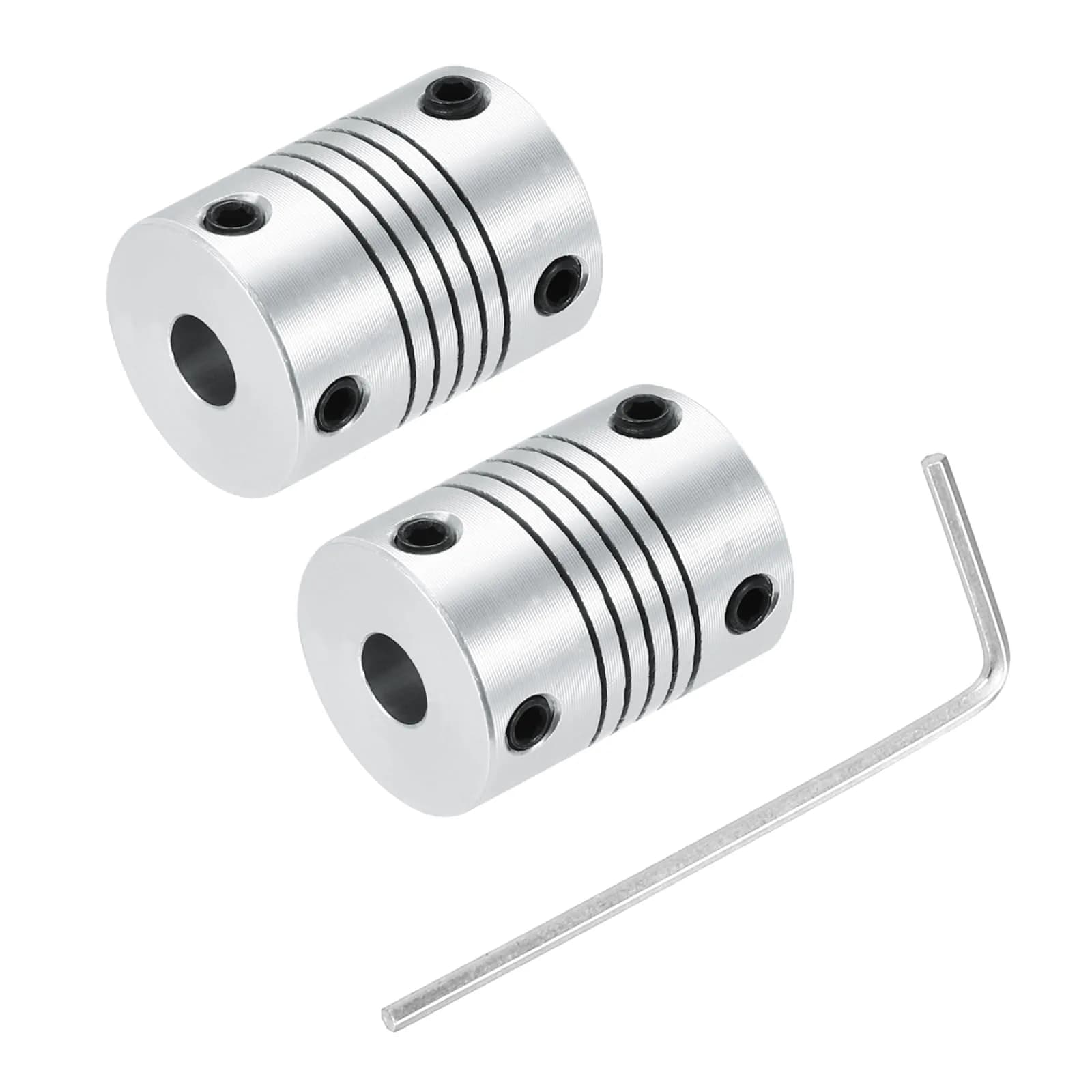 uxcell 2Pcs 6.35mm to 6.35mm Aluminum Alloy Shaft Coupling 25mm | Flexible, Durable, for 3D Printer & CNC