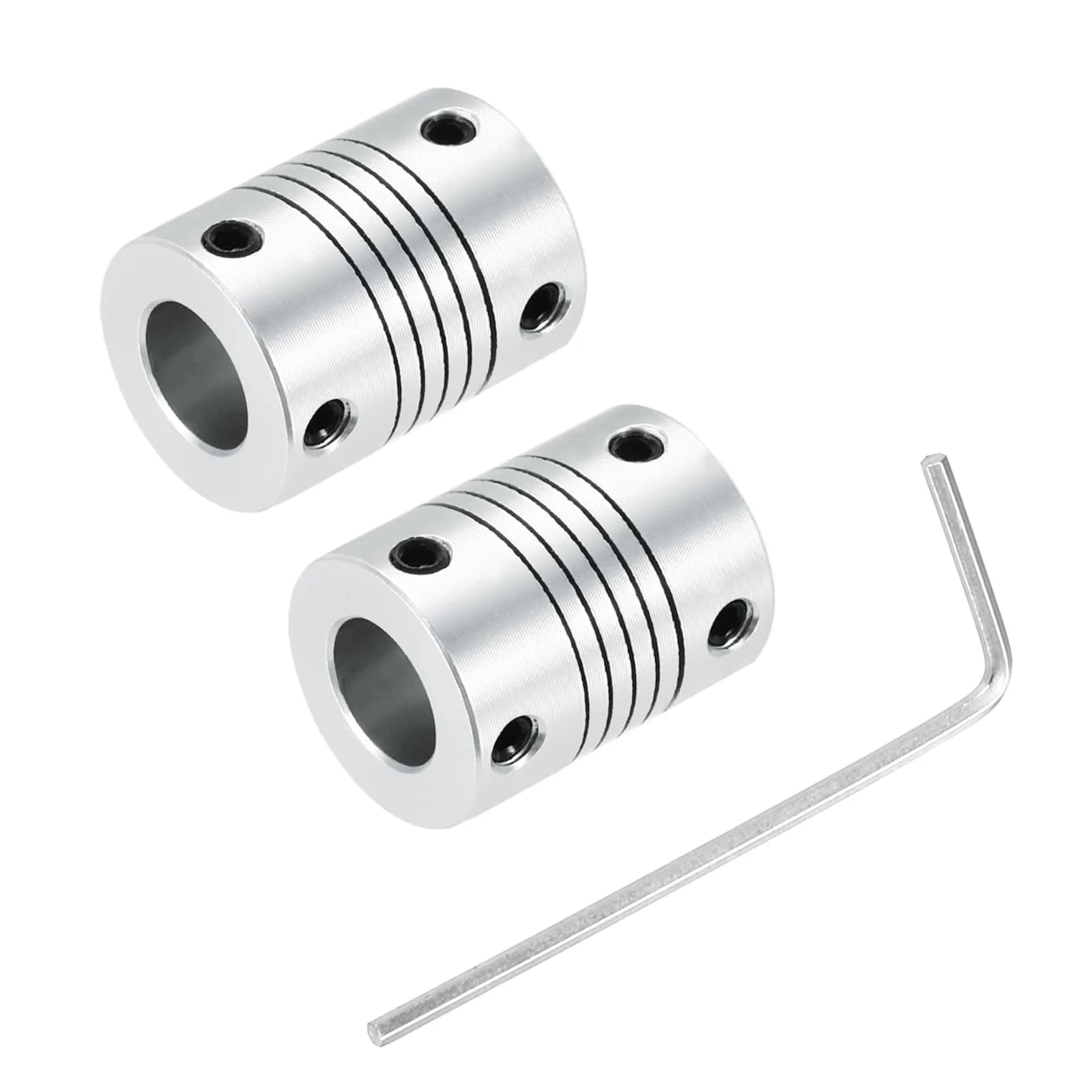 uxcell 2Pcs 10mm to 10mm Aluminum Alloy Shaft Coupling L25xD19 Flexible Coupler Beam with Hex Wrench | Precision Alignment for 3D Printers & CNC — 6mm to 10mm