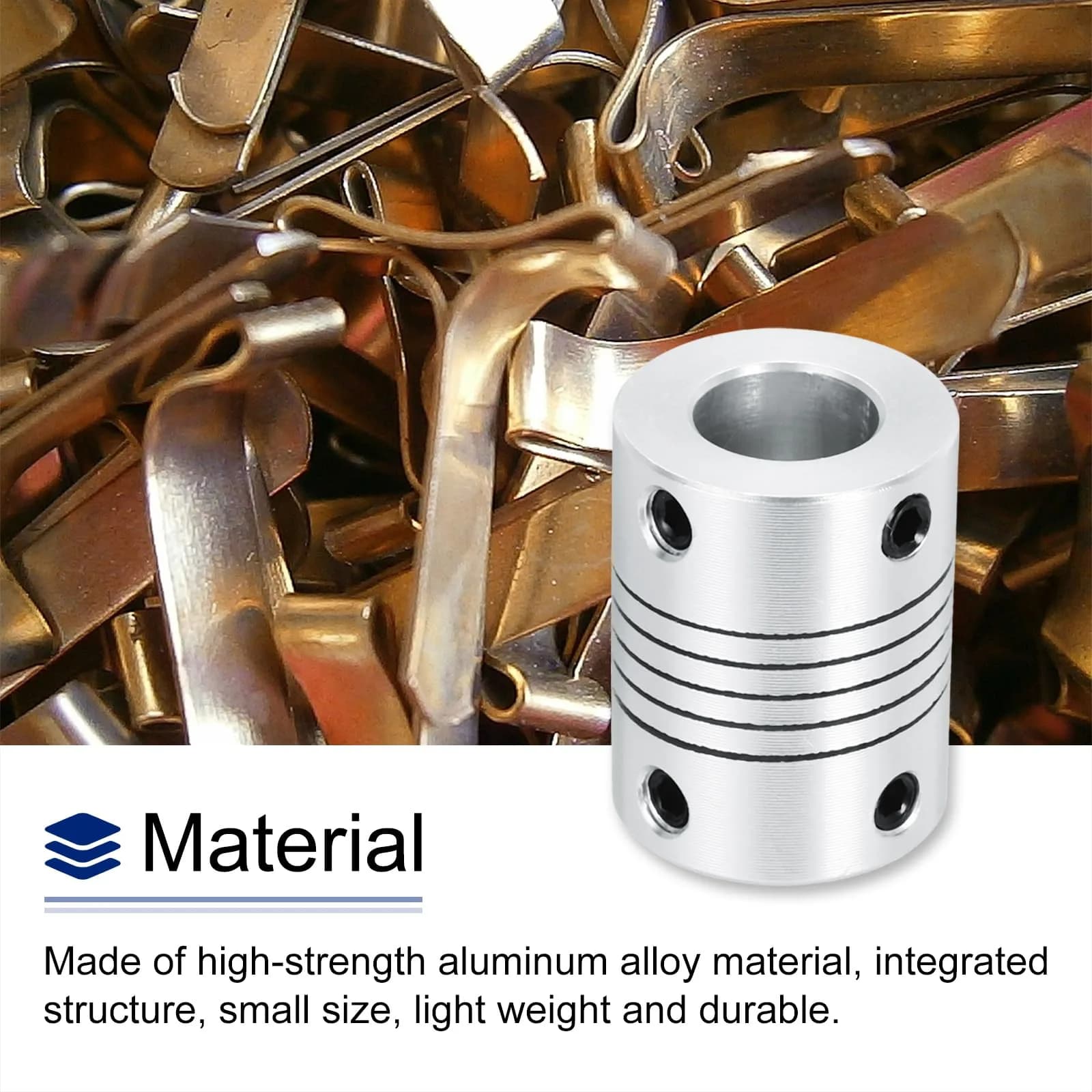 uxcell Flexible Shaft Coupling 6mm to 10mm | Aluminum Alloy, 25mm Length, Silver, for 3D Printer & CNC (70-120c) thumbnail 5