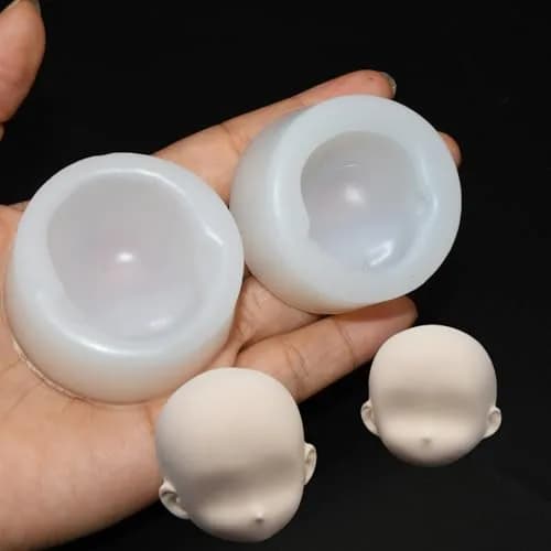 Chistepper 2 Pcs Doll Face Silicone Clay Mold 3D Doll Head Clay Mold 4.3in x 1in | Reusable Polymer Clay Tool thumbnail 1