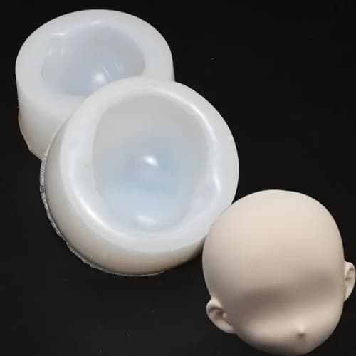 Chistepper 2 Pcs Doll Face Silicone Clay Mold 3D Doll Head Clay Mold 4.3in x 1in | Reusable Polymer Clay Tool thumbnail 5