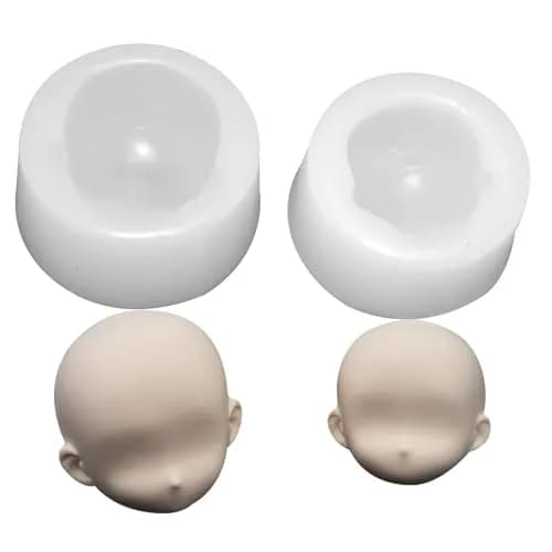 Chistepper 2 Pcs Doll Face Silicone Clay Mold 3D Doll Head Clay Mold 4.3in x 1in | Reusable Polymer Clay Tool thumbnail 7