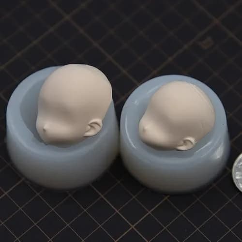 Chistepper 2 Pcs Doll Face Silicone Clay Mold 3D Doll Head Clay Mold 4.3in x 1in | Reusable Polymer Clay Tool thumbnail 3