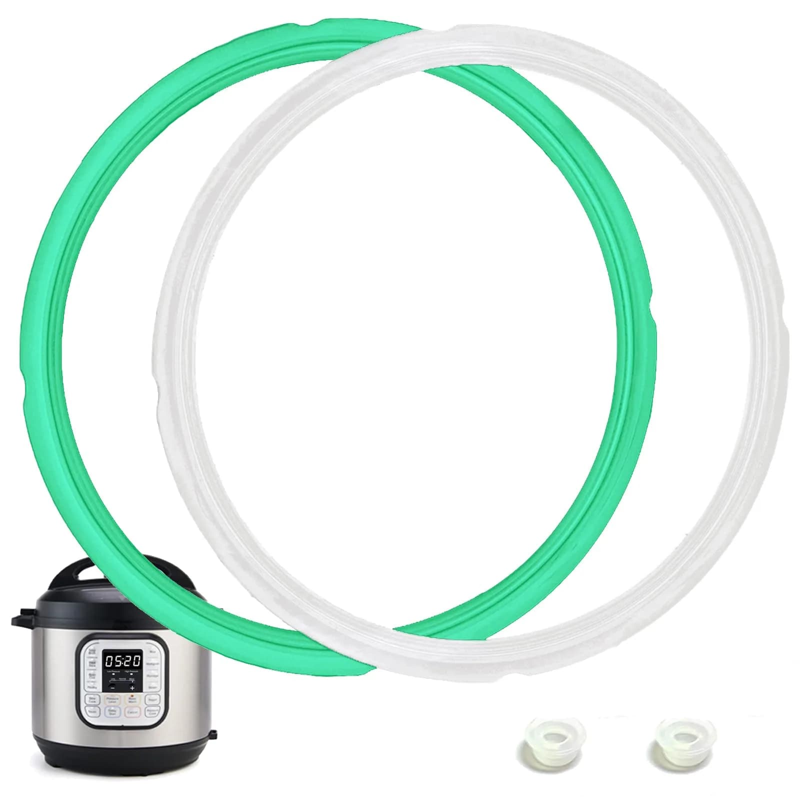 Fuator 8Qt Instant Pot Sealing Ring & Float Valve Caps | 2 Pack (Clear & Red) - main product image