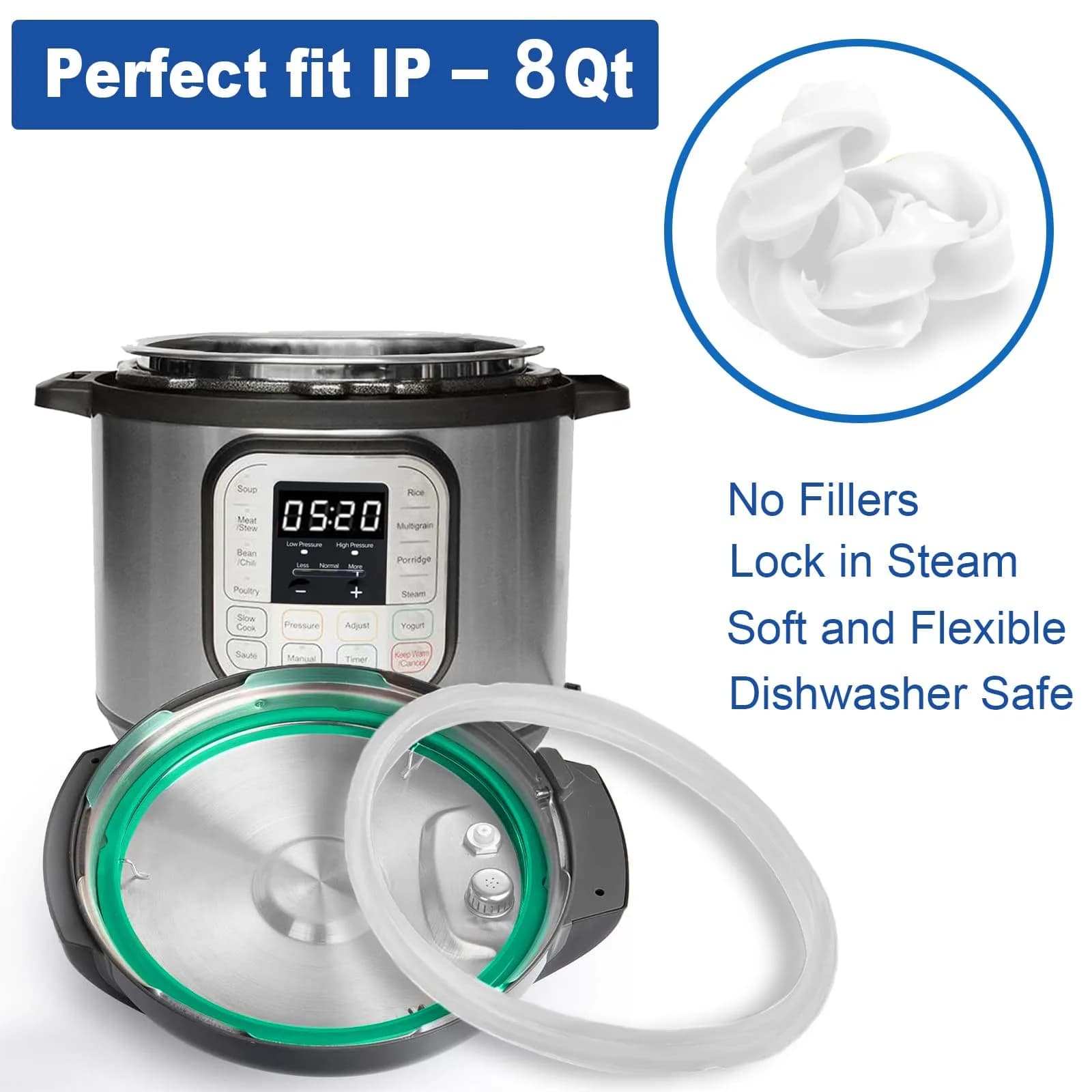 Fuator 8Qt Silicone Sealing Ring & Float Valve Caps Set | For Instant Pot Duo Series, 2-Pack - view 6
