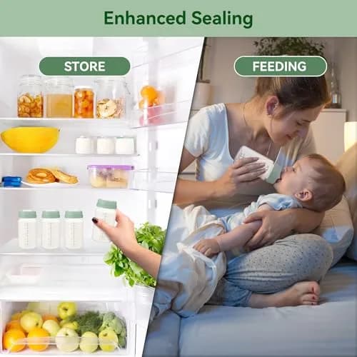 TOVVILD 10oz Breastmilk Storage Bottles (4 Pack) | Compatible with Spectra Pumps & Momcozy Coolers thumbnail 7
