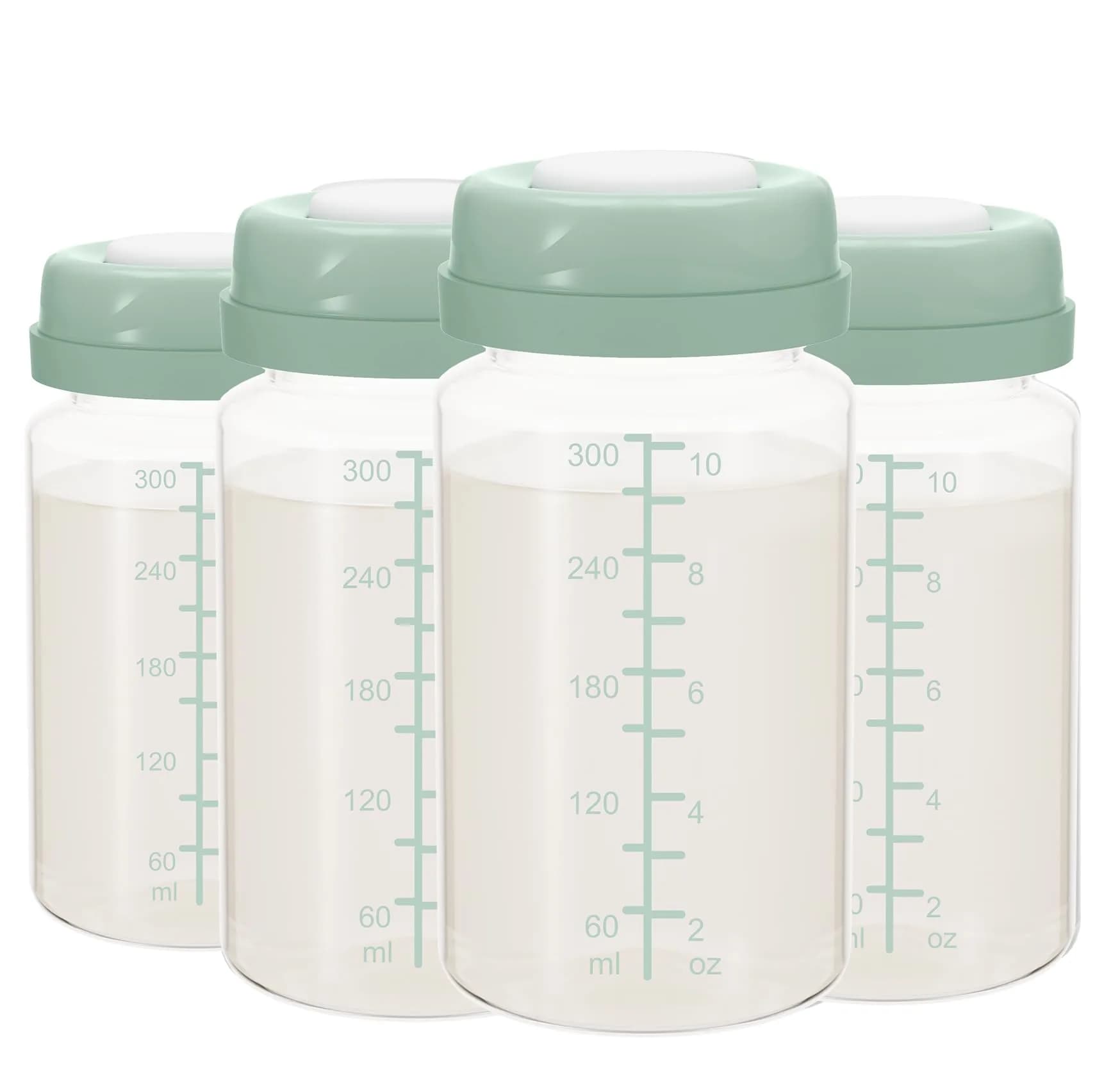 TOVVILD 10oz Breastmilk Storage Bottles (4 Pack) | Compatible with Spectra Pumps & Momcozy Coolers — 10oz-4pcs