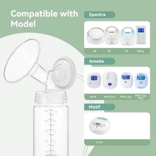 TOVVILD 10oz Breastmilk Storage Bottles (4 Pack) | Compatible with Spectra Pumps & Momcozy Coolers thumbnail 8