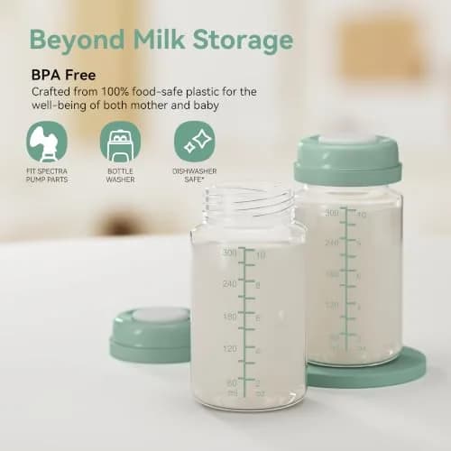 TOVVILD 10oz (295ml) Breastmilk Storage Bottles, 6-Pack | Compatible with Spectra & Momcozy Pumps thumbnail 6