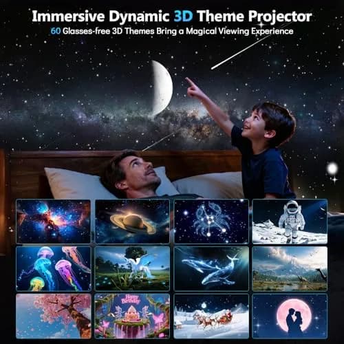 Rossetta 3D Projector with 60 Scenes, Galaxy Star Projector for Room Decor | 220° Focus & Bluetooth Speaker thumbnail 2