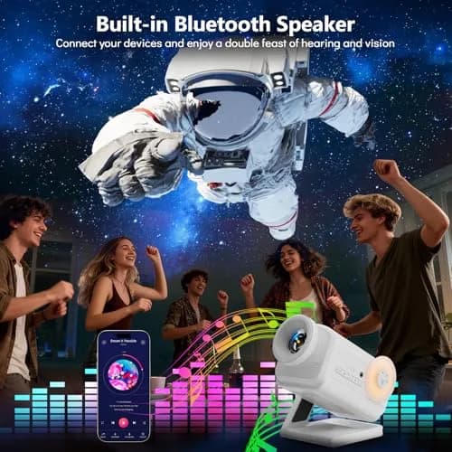 Rossetta 3D Projector with 60 Scenes, Galaxy Star Projector for Room Decor | 220° Focus & Bluetooth Speaker thumbnail 3
