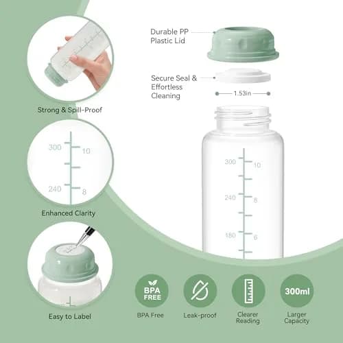 TOVVILD 11oz Breastmilk Storage Bottles (325ml) - 4 Pack | BPA-Free & Leakproof for Momcozy Coolers thumbnail 5