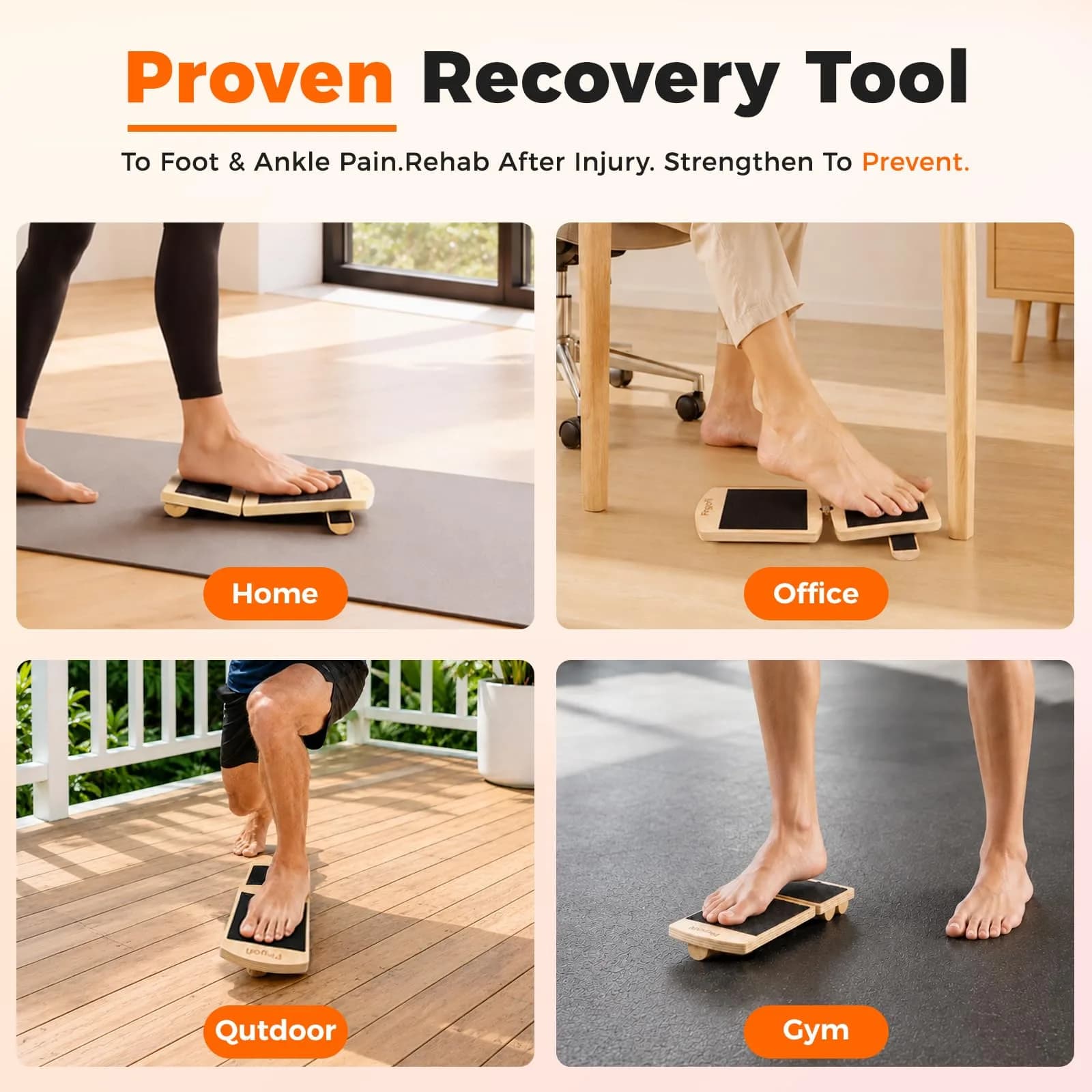 Frgofl Adjustable Balance Board for Ankle Strengthening & Physical Therapy | 0.27 kg (0.6 lb) - view 6