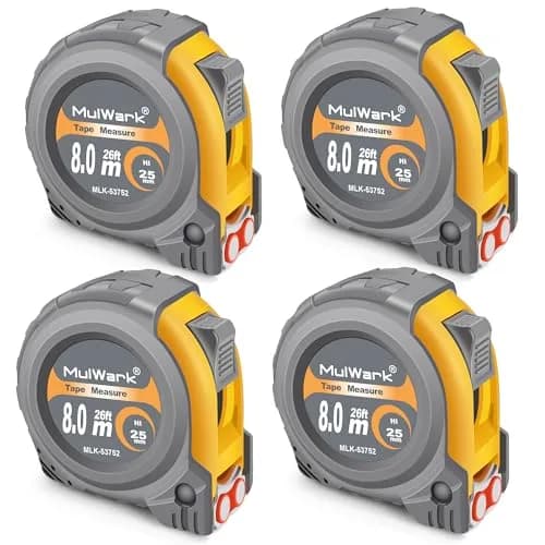 MulWark 4 Pack Retractable Tape Measure 8m (26ft) | Professional Steel Blade with Magnetic Hook & Shockproof Case thumbnail 1