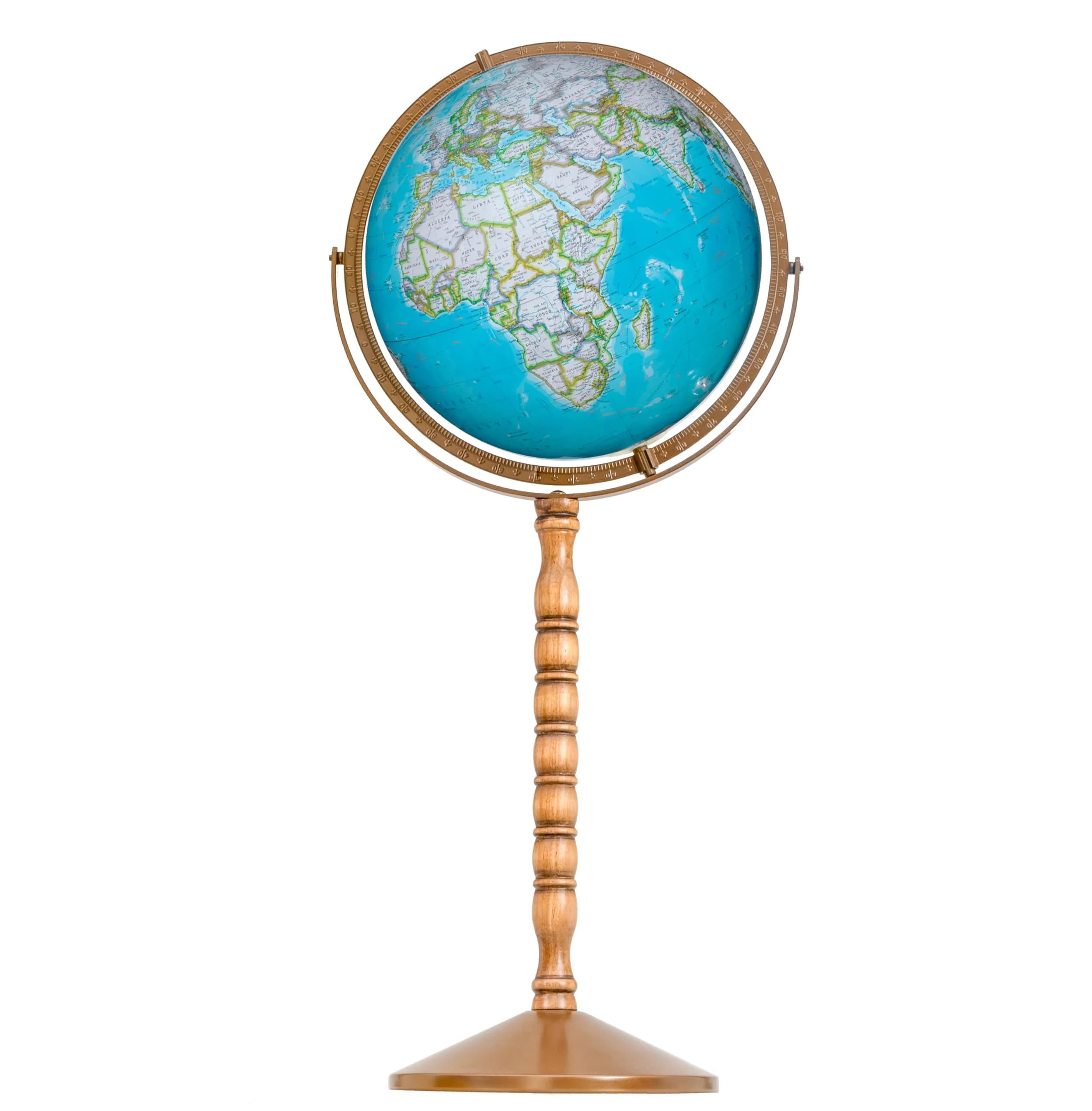 Replogle Treasury 12" Diameter Blue Illuminated Globe | USA Cartography, Convertible to Desktop, Sturdy Metal & Hand Turned Hardwood Stand