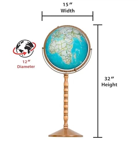 Replogle Treasury 12" Diameter Blue Illuminated Globe | USA Cartography, Convertible to Desktop, Sturdy Metal & Hand Turned Hardwood Stand thumbnail 4