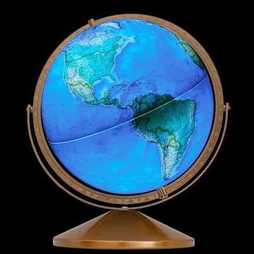 Replogle Treasury 12" Diameter Blue Illuminated Globe | USA Cartography, Convertible to Desktop, Sturdy Metal & Hand Turned Hardwood Stand thumbnail 5