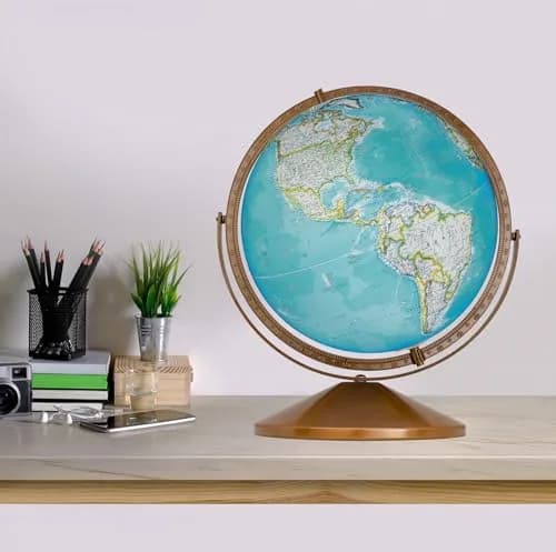 Replogle Treasury 12" Diameter Blue Illuminated Globe | USA Cartography, Convertible to Desktop, Sturdy Metal & Hand Turned Hardwood Stand thumbnail 7