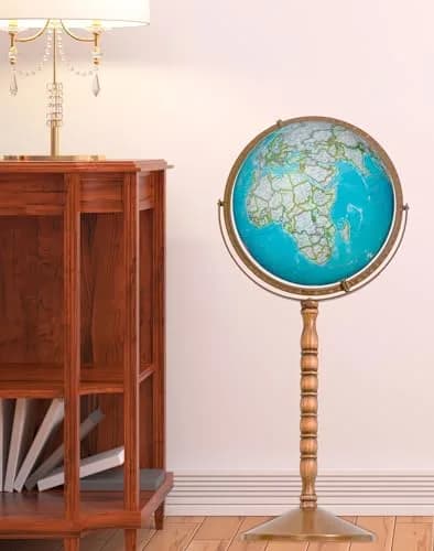Replogle Treasury 12" Diameter Blue Illuminated Globe | USA Cartography, Convertible to Desktop, Sturdy Metal & Hand Turned Hardwood Stand thumbnail 3