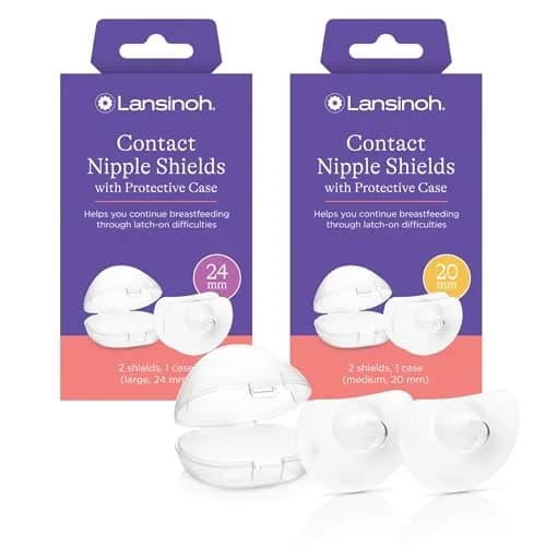 Lansinoh Contact Nipple Shields for Nursing Mothers, 20mm & 24mm, 4 Count | Ultra-Thin Soft Silicone for Latch-On Support thumbnail 1