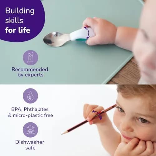 doddl Toddler Utensils 2 Piece Set for Self Feeding | Ergonomic Stainless Steel Flatware for 1-3 Year Olds thumbnail 5
