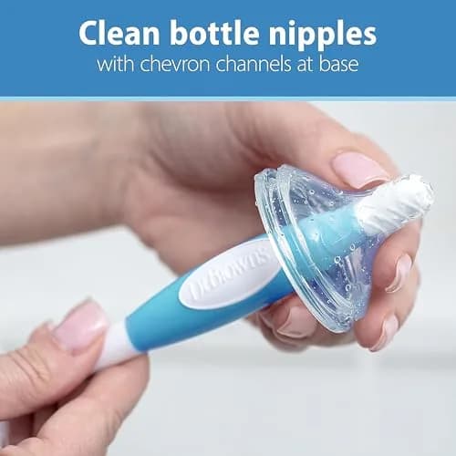Dr. Brown's Silicone Cleaning Brush Set with Bottle, Spout, and Straw Brush, 3-Pack + Baby Bottle Sponge Brush, Blue, 3-Pack | Safe Silicone & Easy to Clean thumbnail 6