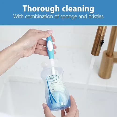 Dr. Brown's Silicone Cleaning Brush Set with Bottle, Spout, and Straw Brush, 3-Pack + Baby Bottle Sponge Brush, Blue, 3-Pack | Safe Silicone & Easy to Clean thumbnail 7