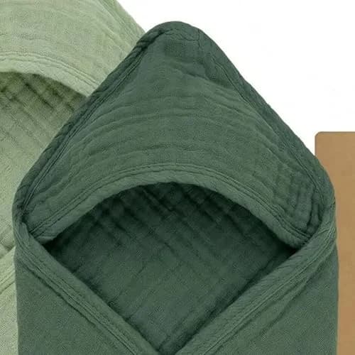 Mère & Moi 2X Muslin Hooded Baby Bath Towels - 30 in Cotton - Green | Ultra Soft & Absorbent for Newborns & Toddlers thumbnail 8