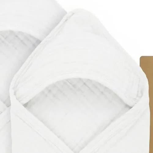 Mère & Moi 2X Muslin Hooded Baby Bath Towel - White, 76 cm (30 in), Cotton | Ultra-Soft, Quick-Dry Baby Towel thumbnail 9