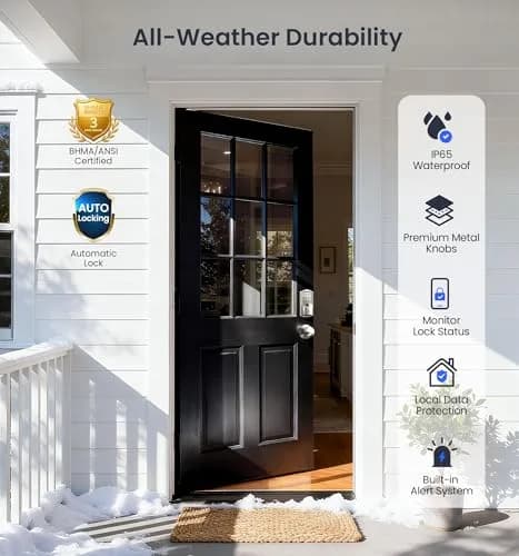 Veise VE027-K WiFi Smart Deadbolt Lock Set with 2 Knobs, Satin Nickel | Remote Access & Fingerprint Entry thumbnail 6