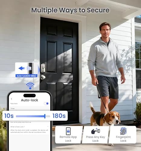 Veise VE027-K WiFi Smart Deadbolt Lock Set with 2 Knobs, Satin Nickel | Remote Access & Fingerprint Entry thumbnail 8