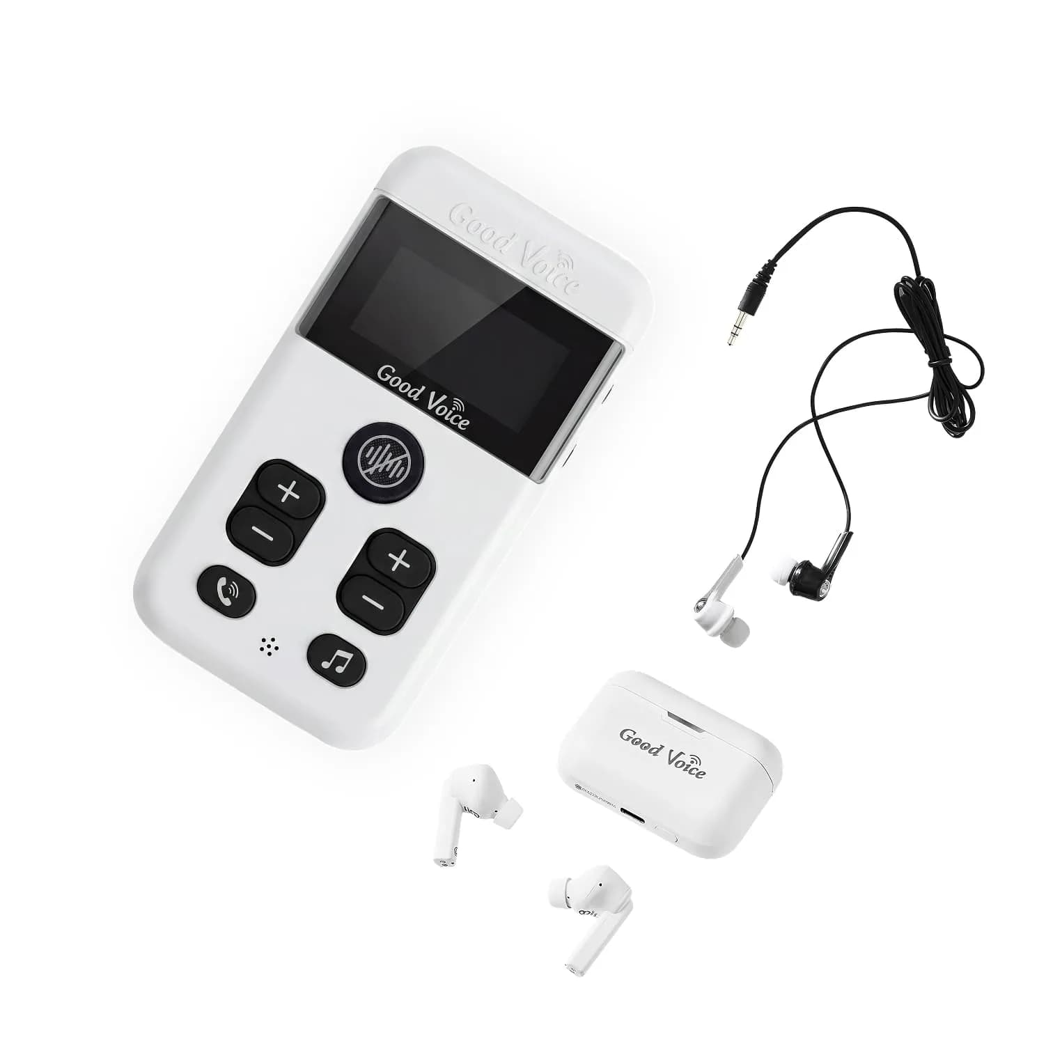 OKB Hearing GV-SA0360 OTC In-Ear Hearing Aid, True-Wireless with Pocket Controller Ear-Extension for TV & Meetings, Dual-Mode Noise Reduction, Charging Case, Bluetooth 5.2, Adults 18+ (Polar White) — GV-SA0360