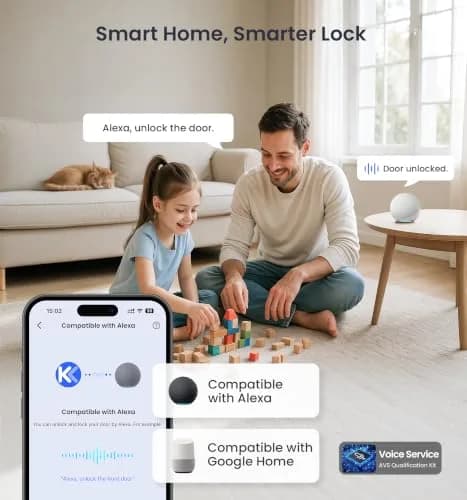 Veise VE029 Wi-Fi Smart Lever Lock with Digital Keypad | All-Weather, App & Voice Control, Satin Nickel thumbnail 4