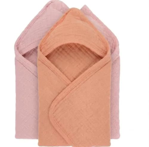 Mère & Moi 2 Pack Muslin Hooded Baby Bath Towels | Ultra-Soft Cotton, Quick-Dry, Breathable (30x30 in) thumbnail 1