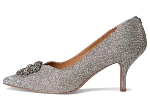 J.Reneé Ezara Women's Pewter Pumps 7.5 | Pointed Toe Slip-On with Satin & Brooch thumbnail 4