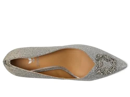 J.Reneé Ezara Women's Pewter Pumps 7.5 | Pointed Toe Slip-On with Satin & Brooch thumbnail 2