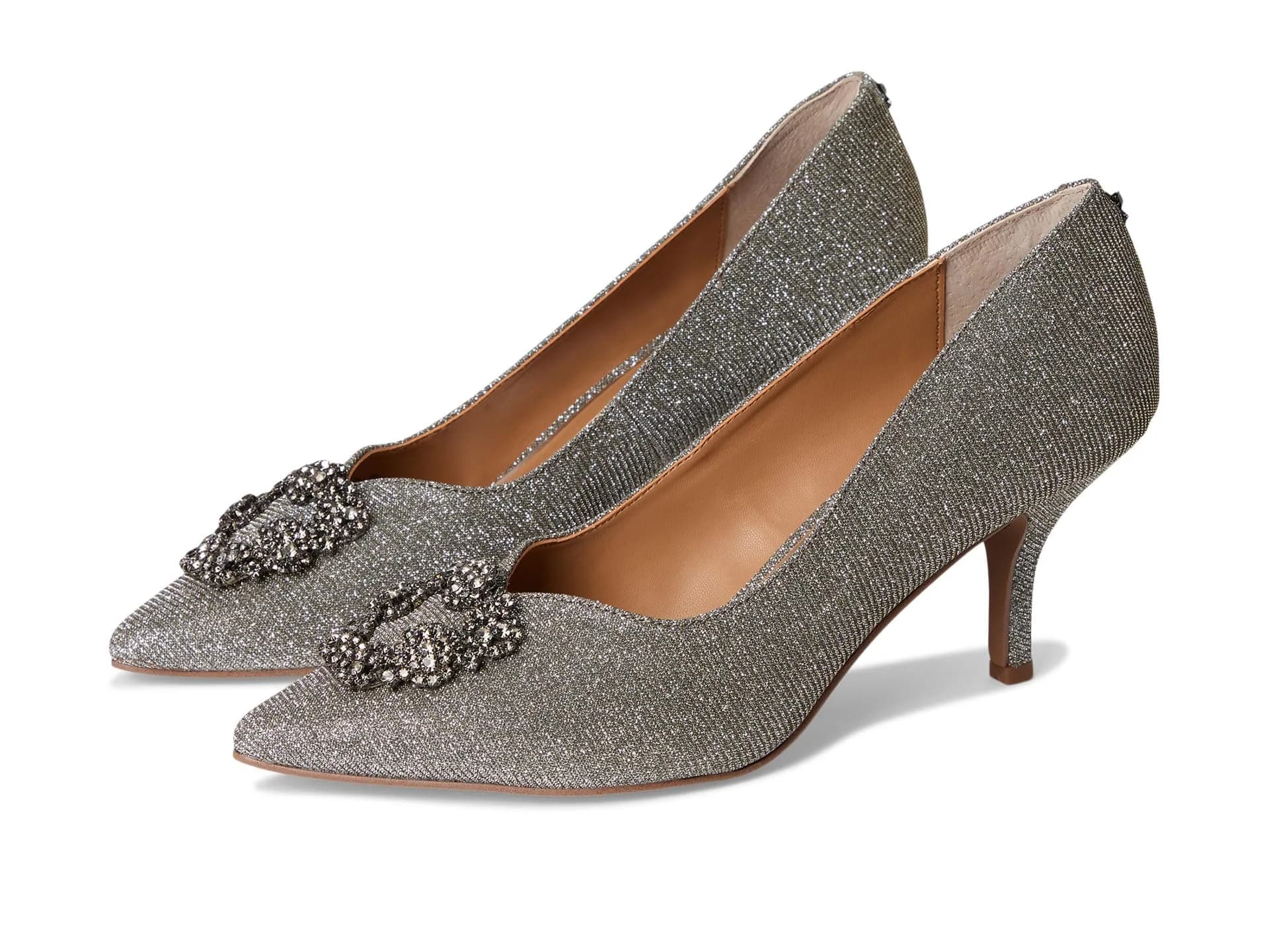 J. Reneé Ezara Women's Pewter Pumps 8 Medium | Pointed Toe Slip-On with Memory Foam — Pewter