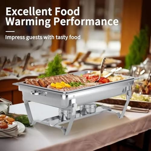 Rottay Chafing Dishes for Buffet Set 4 Pack 8 Quart Stainless Steel | Food Warmers with Lids thumbnail 3