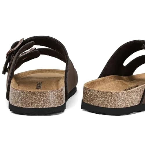 K KomForme Kids Slide Sandals Brown Size 2 Big Kid | Adjustable Buckles, Cork Footbed, Arch Support thumbnail 7