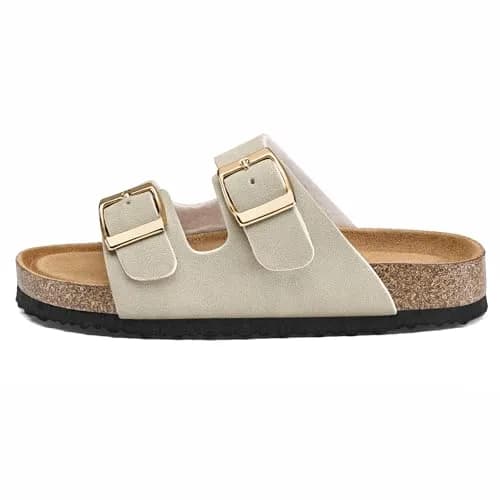 K KomForme Kids Slide Sandals Stone Size 13 Little Kid | Adjustable Buckles & Arch Support thumbnail 4