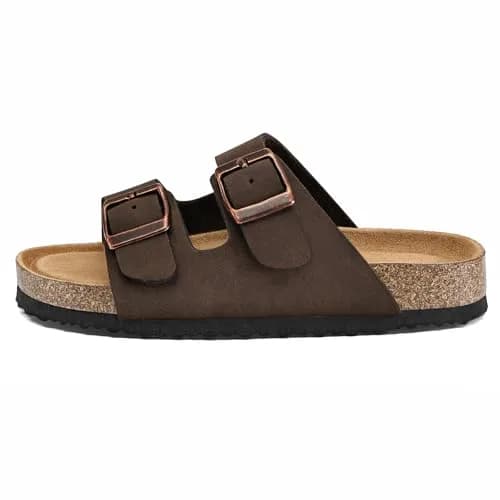 K KomForme Kids Slide Sandals Brown Size 3 Big Kid | Adjustable Double Buckle Comfort thumbnail 4